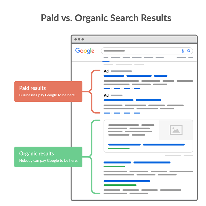 paid vs organic search result
